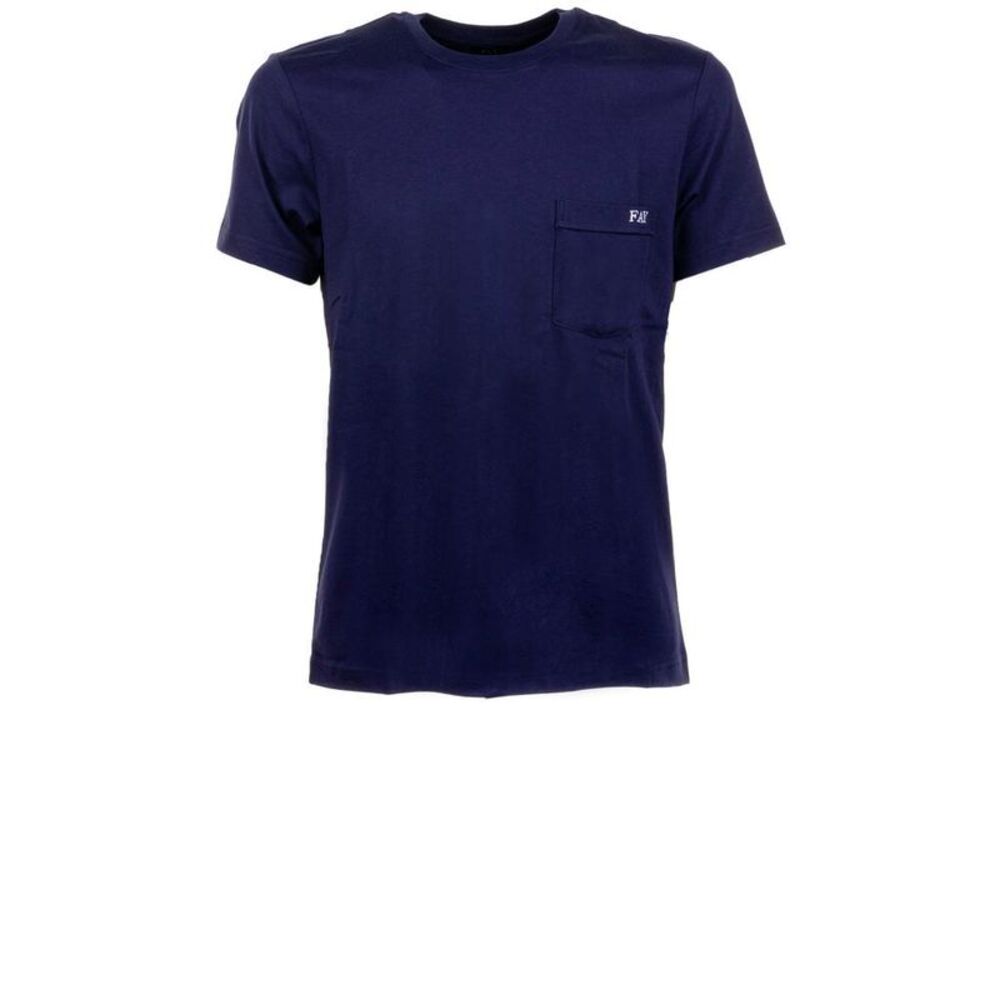 FAY Men's Classic Crew Neck T-Shirt with Chest Pocket Men BLUE T-Shirts